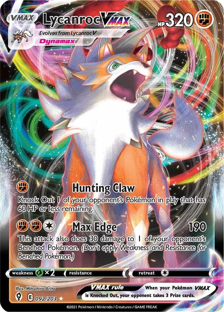 Lycanroc VMAX 092/203 Holo Single