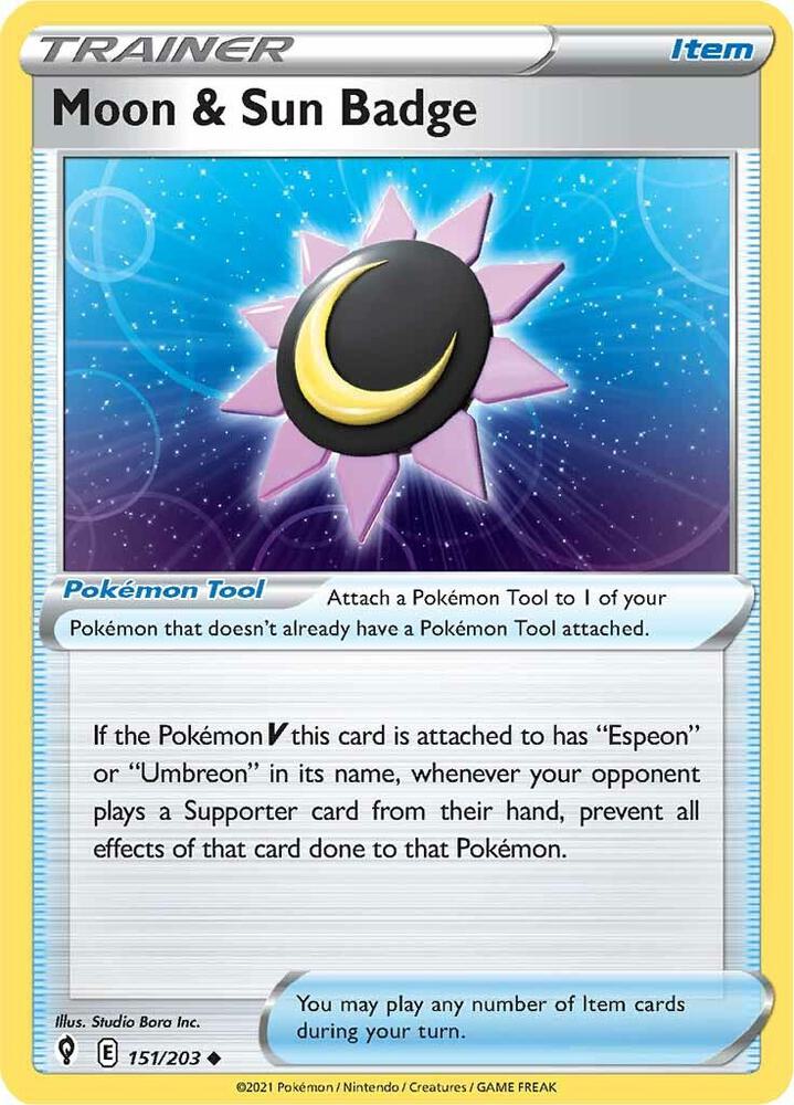 Moon & Sun Badge 151/203 Reverse Holo Single