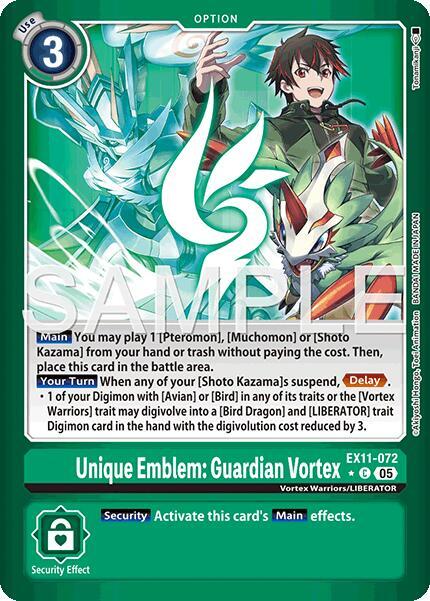 EX11-072 Unique Emblem Guardian Vortex Limited Foil Single