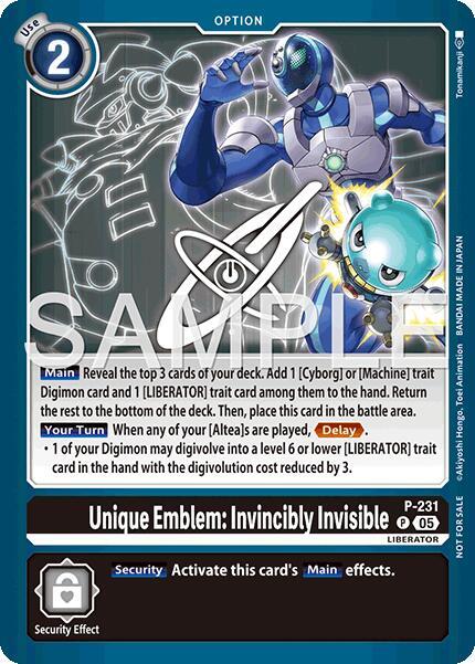 P-231 Unique Emblem: Invincibly Invisible Foil Box Topper Single