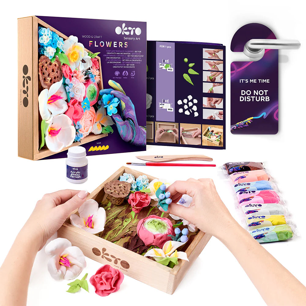 Okto Clay Wood & Craft DIY Flowers Romance 21cm X 21cm