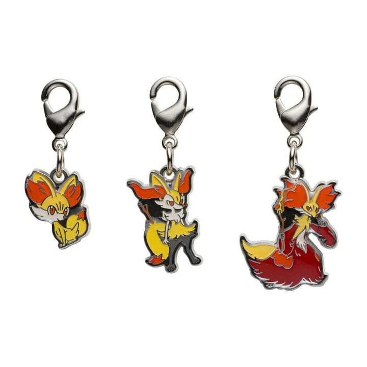 Fennekin, Braixen & Delphox Metal Charm Set
