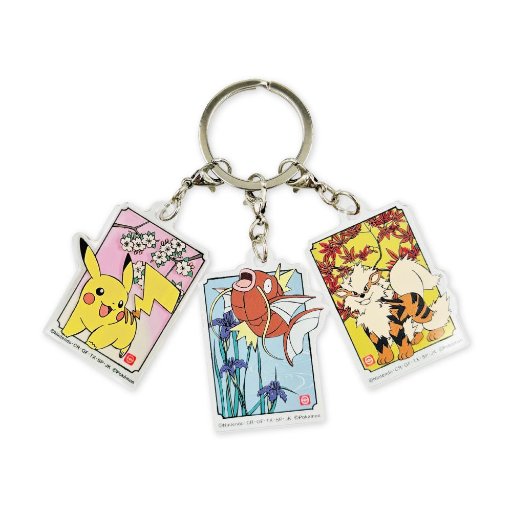 Pokémon 3-Link Acrylic Keychain Japanese Pattern - Pikachu, Magikarp & Arcanine