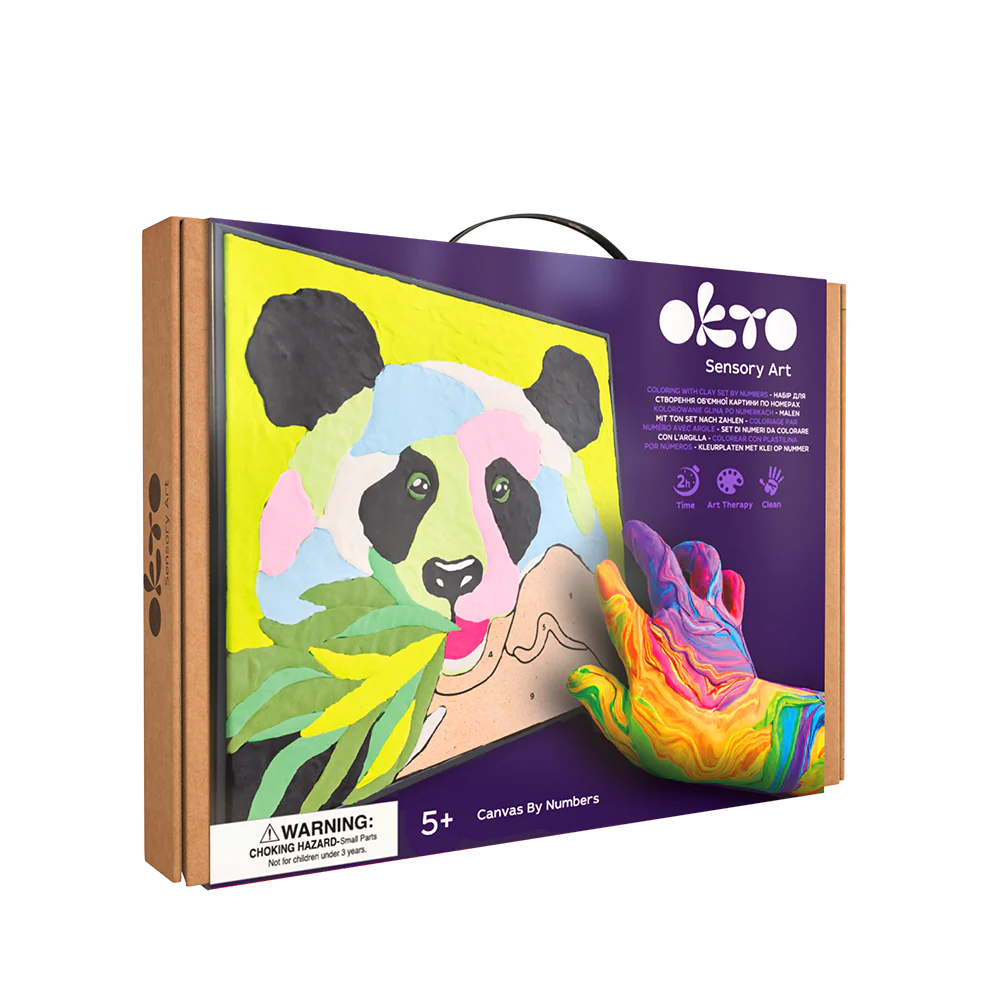 Okto Clay Sensory Art Panda Colouring with Clay 29cm x 29cm