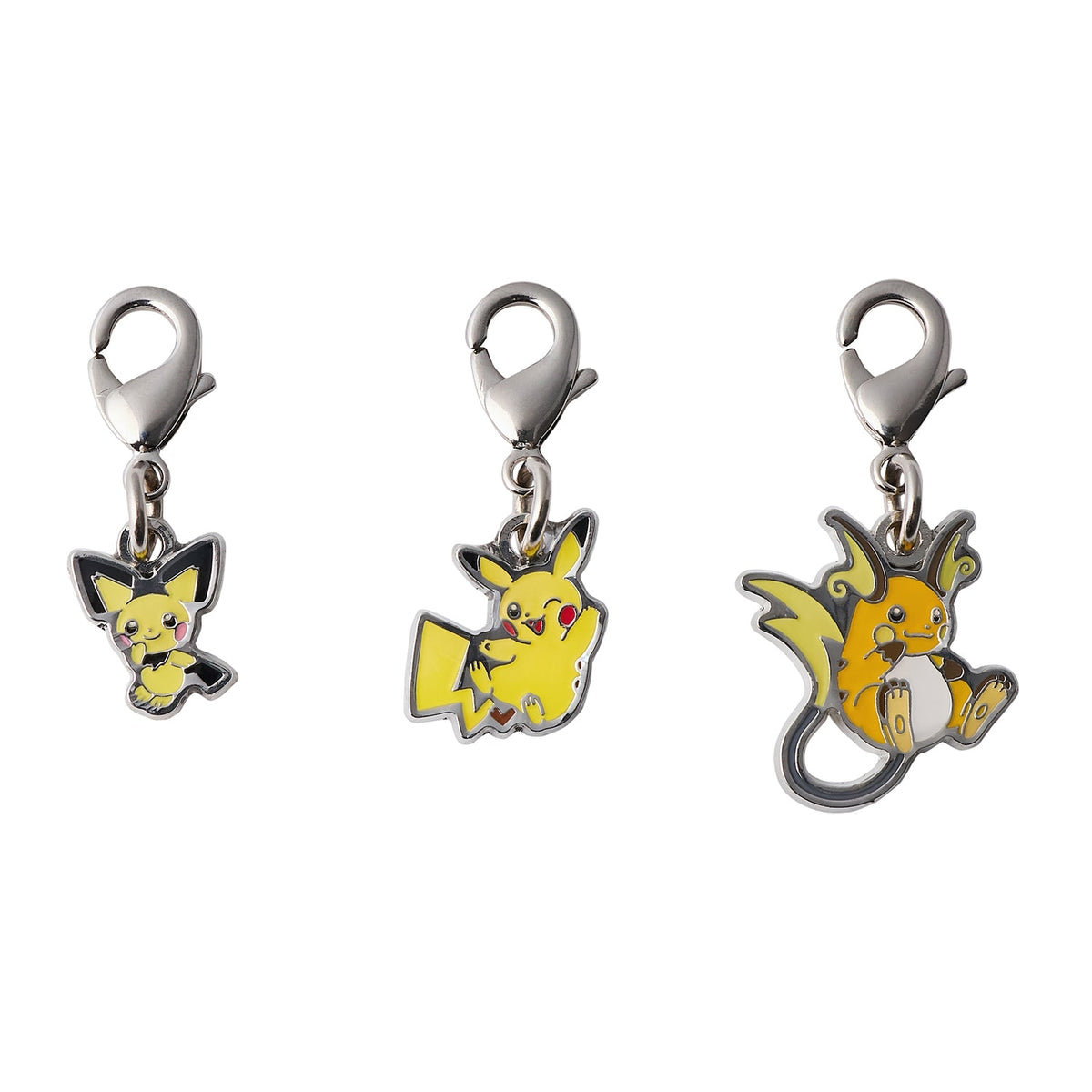 Pichu, Pikachu & Raichu Metal Charm Set