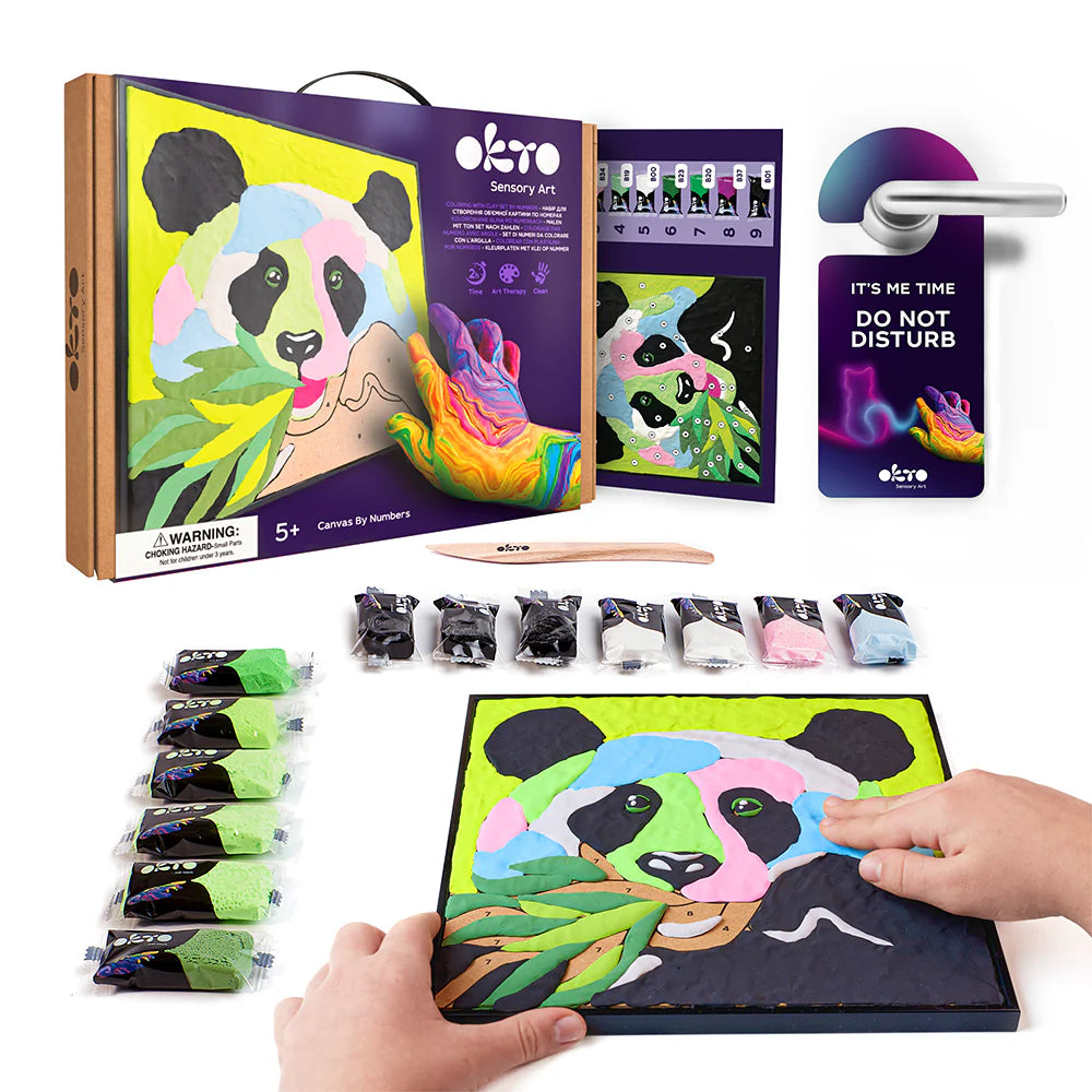 Okto Clay Sensory Art Panda Colouring with Clay 29cm x 29cm