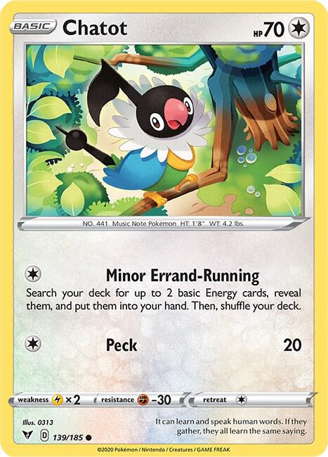 Chatot 139/185 Reverse Holo Single