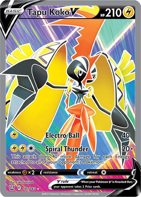Tapu Koko V (Full Art) 147/163 Holo Single