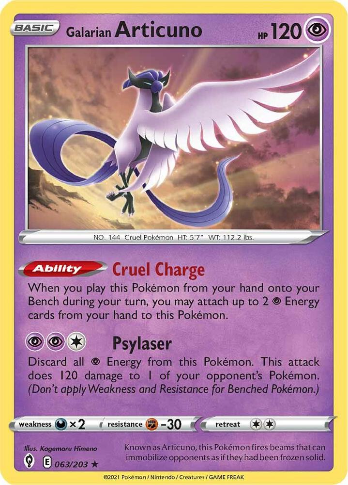 Galarian Articuno 063/203 Holo Single