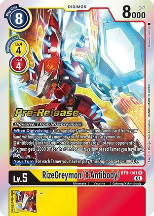 BT9-041 RizeGreymon (X Antibody) Pre-Release Single