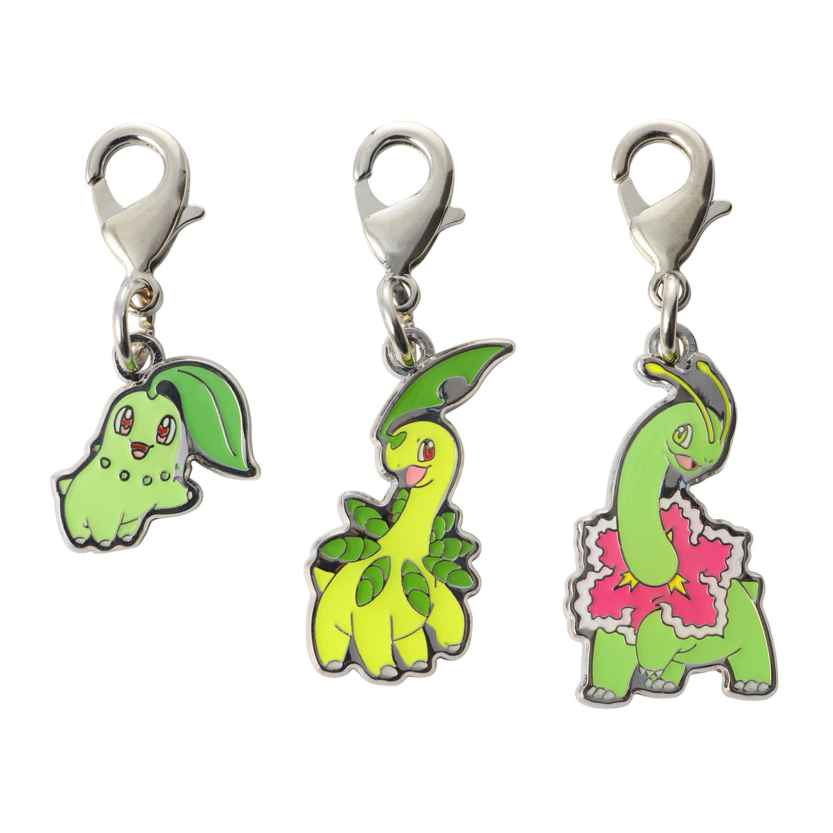 Chikorita, Bayleef & Meganium Metal Charm Set