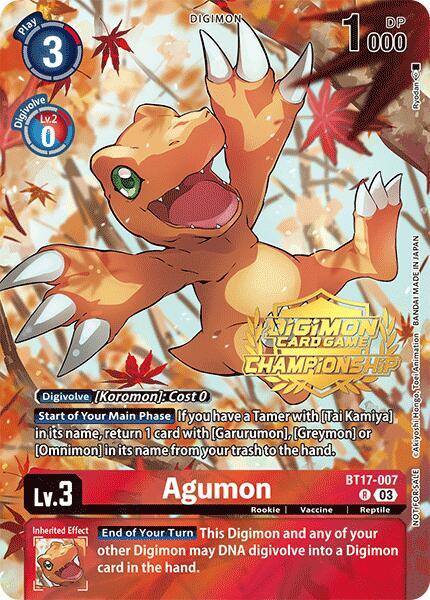 BT17-007 Agumon Championship 2024 Tamers Pack Single