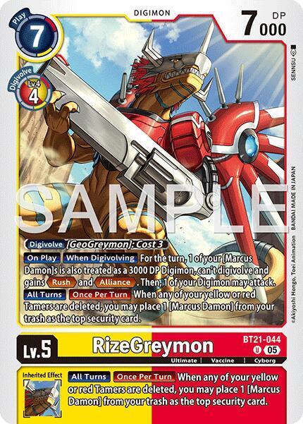BT21-044 RizeGreymon BT21 044 Reprint Single