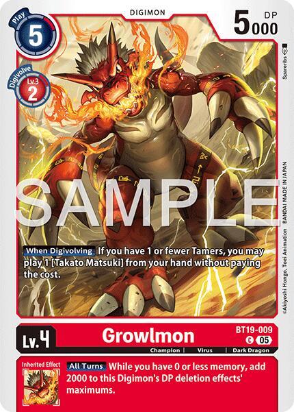 BT19-009 Growlmon BT19 009 Reprint Single