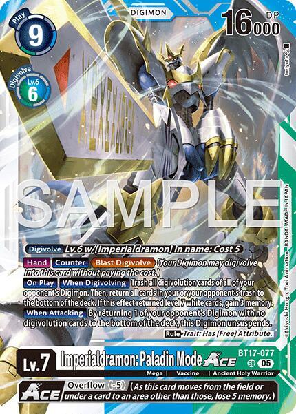 BT17-077 Imperialdramon Paladin Mode ACE Reprint Single