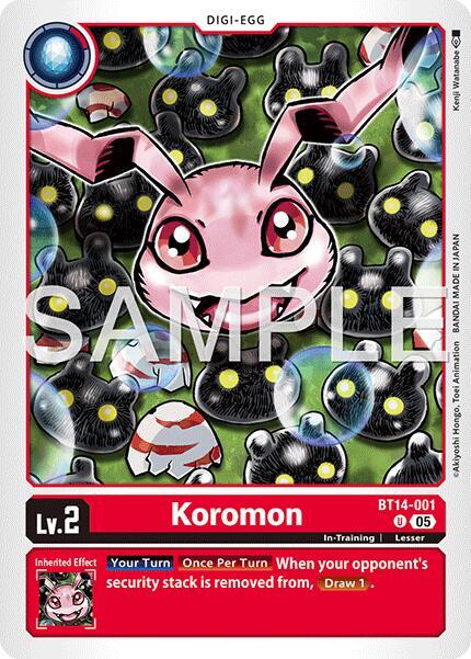 BT14-001 Koromon BT14 001 Reprint Single
