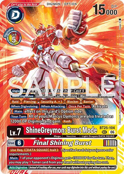 BT25-104 ShineGreymon Burst Mode Final Shining Burst Single