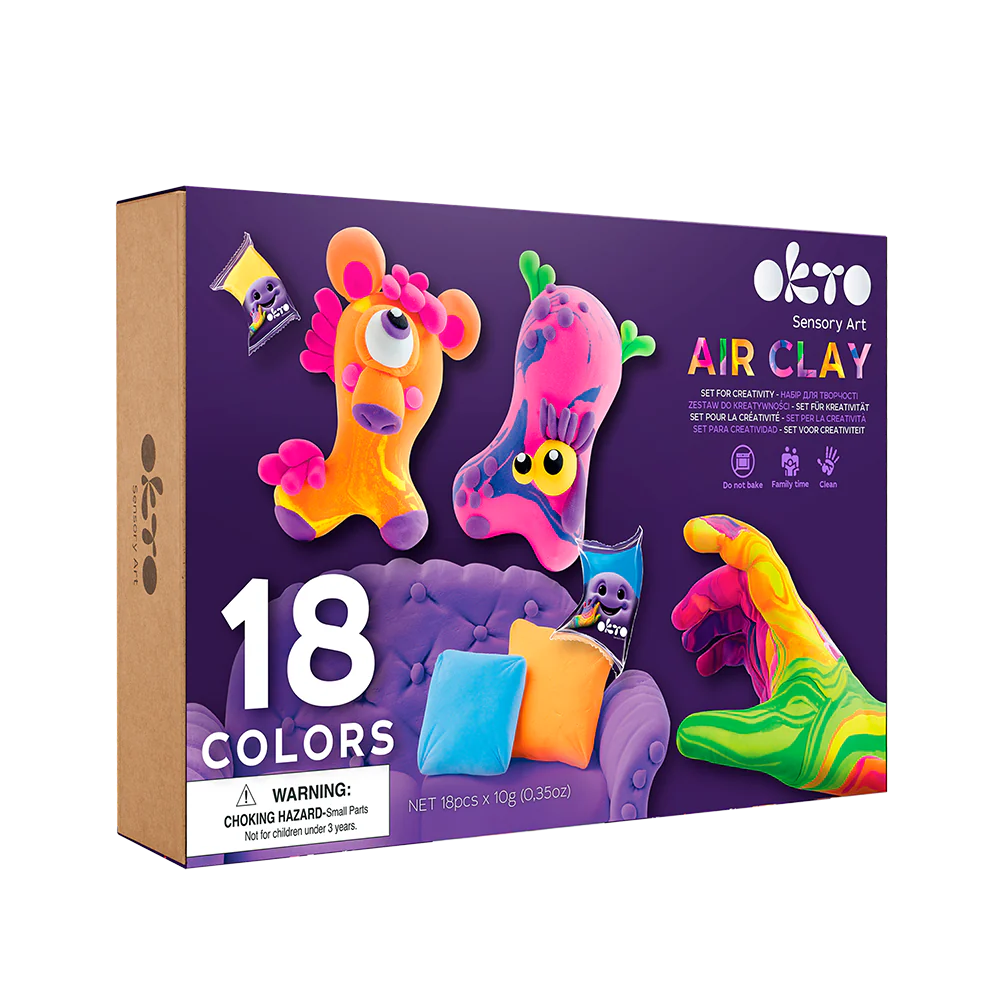 Okto Clay Sensory Art 18 Colours Air Clay Creativity Set