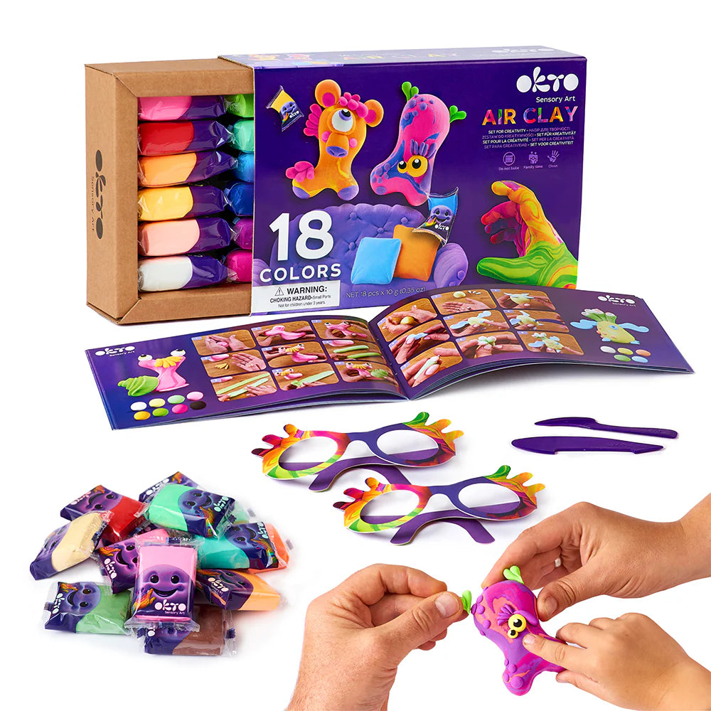 Okto Clay Sensory Art 18 Colours Air Clay Creativity Set