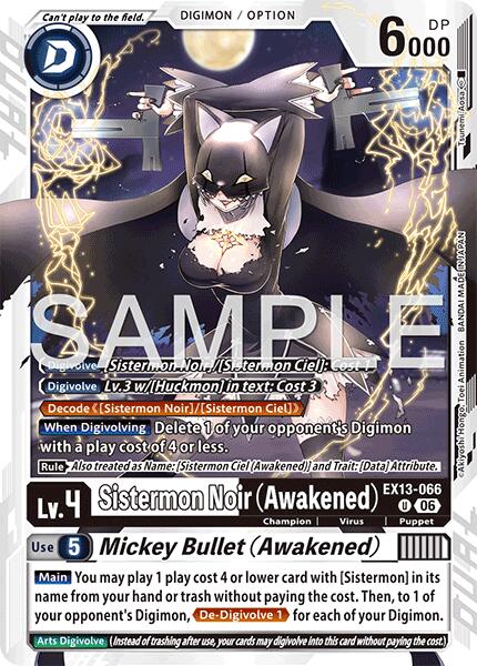 EX13-066 Sistermon Noir Awakened Mickey Bullet Awakened Single