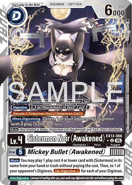 EX13-066 Sistermon Noir Awakened Mickey Bullet Awakened Limited Foil Single