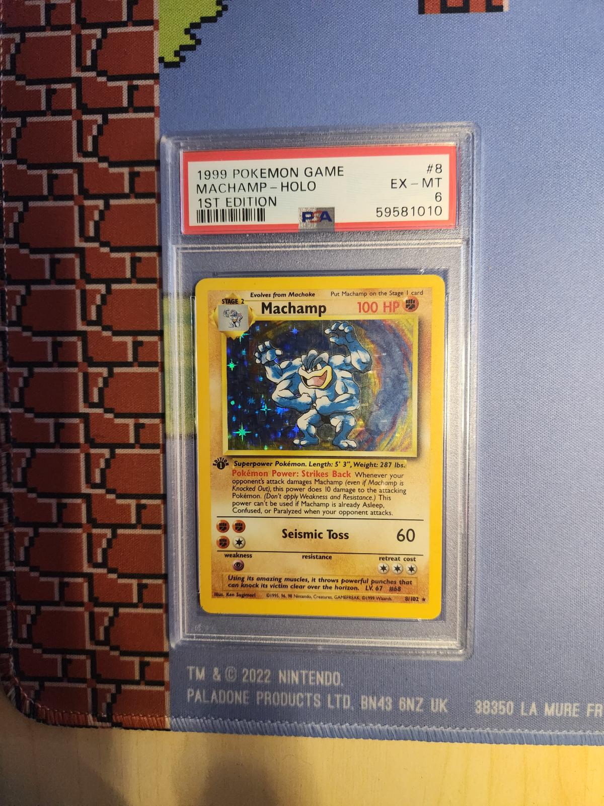 MACHAMP HOLO 8/102 1ST EDITION GAME POKEMON PSA 6