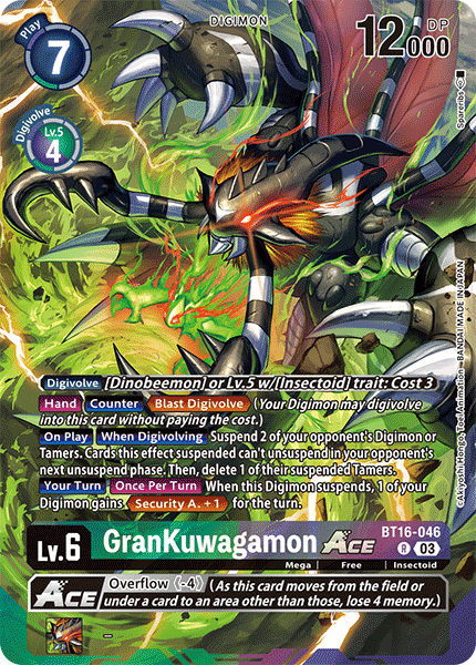 BT16-046 GranKuwagamon ACE LM02 Alt Art Single