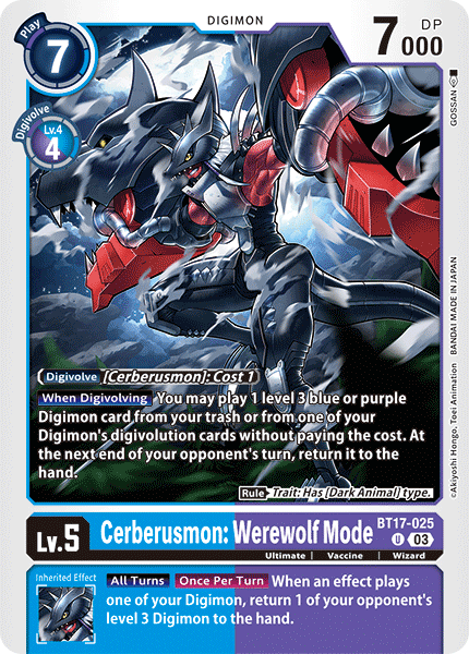 BT17-025 Cerberusmon: Werewolf Mode Single