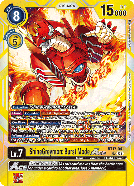 BT17-041 ShineGreymon: Burst Mode ACE Single