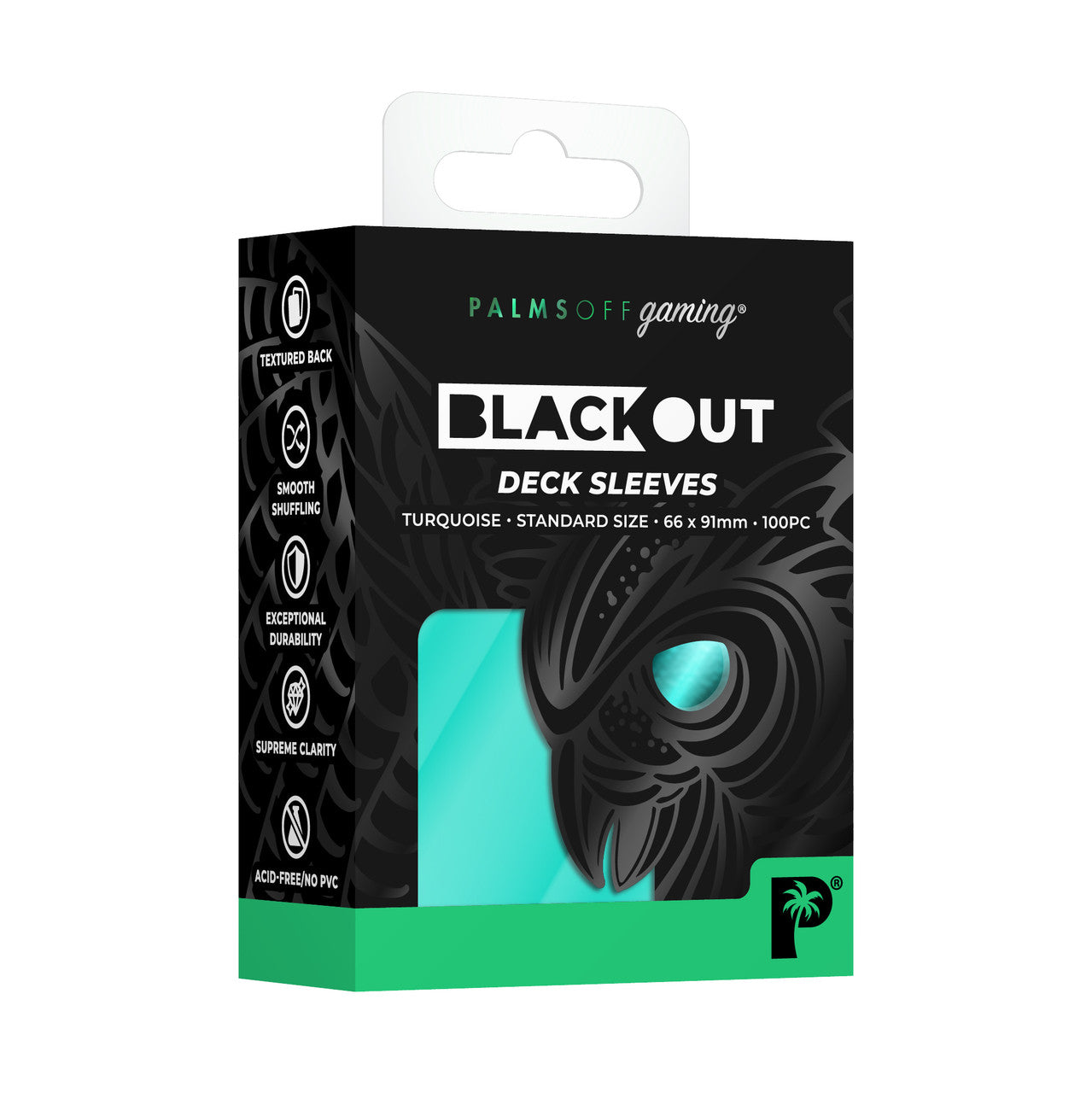 Palms Off Gaming Blackout Turquoise Deck Sleeves