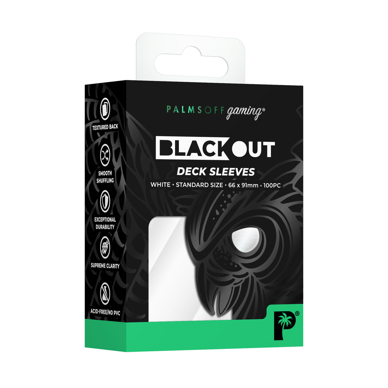 Palms Off Gaming Blackout White Deck Sleeves