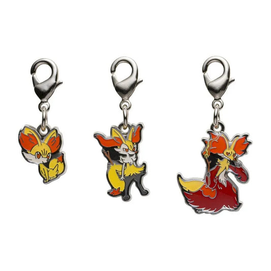 Fennekin, Braixen & Delphox Metal Charm Set