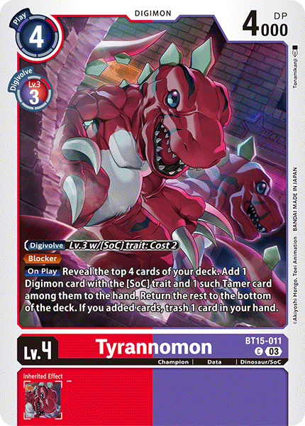 BT15-011 Tyrannomon Single