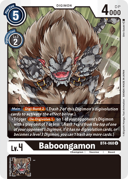 BT4-068 Baboongamon Pre-Release Single