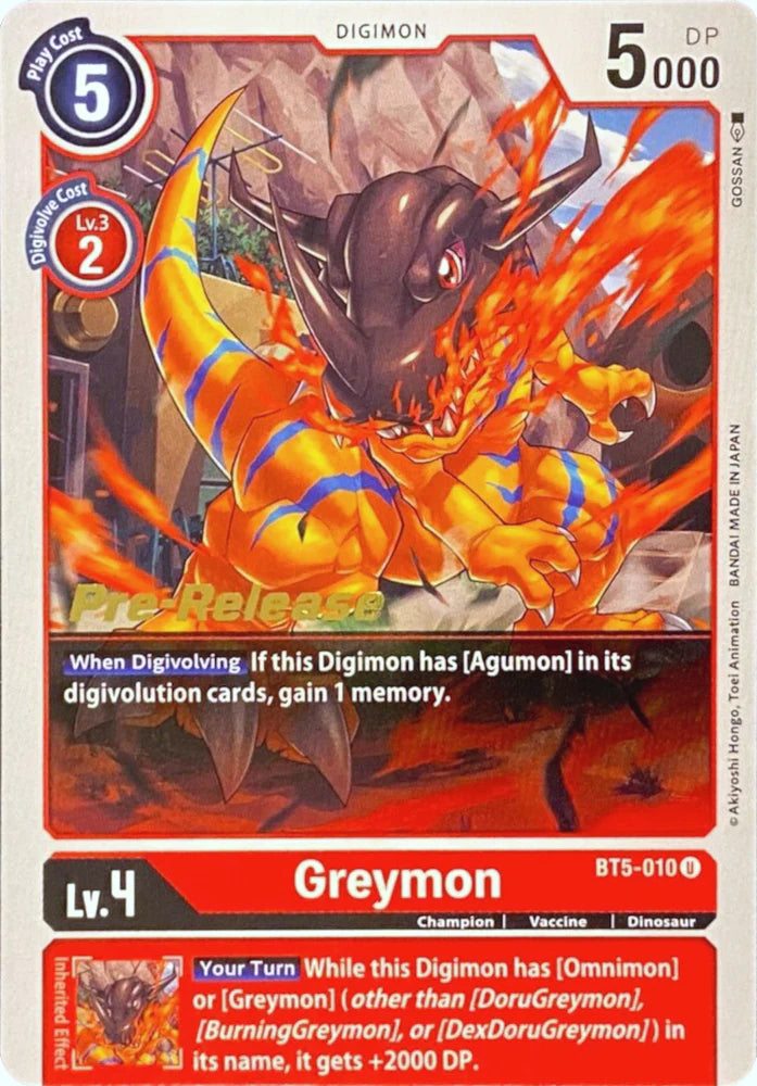 BT5-010 Pre-Release Greymon Single